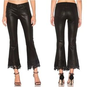 J Brand Selena Shine Lace-detail Crop Bootcut Jeans In Black Out